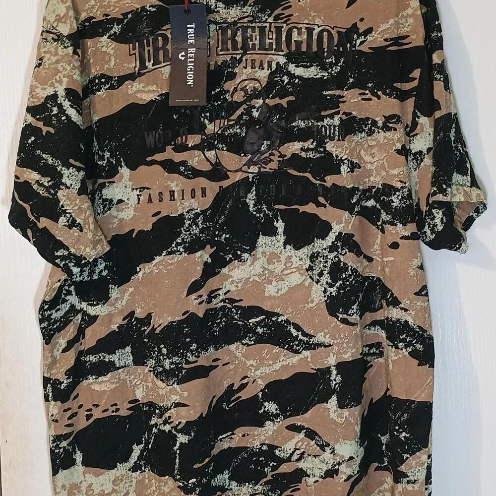 True Religion/Tee Shirt/Mens XXL/Tiger Camo Buddha NWT